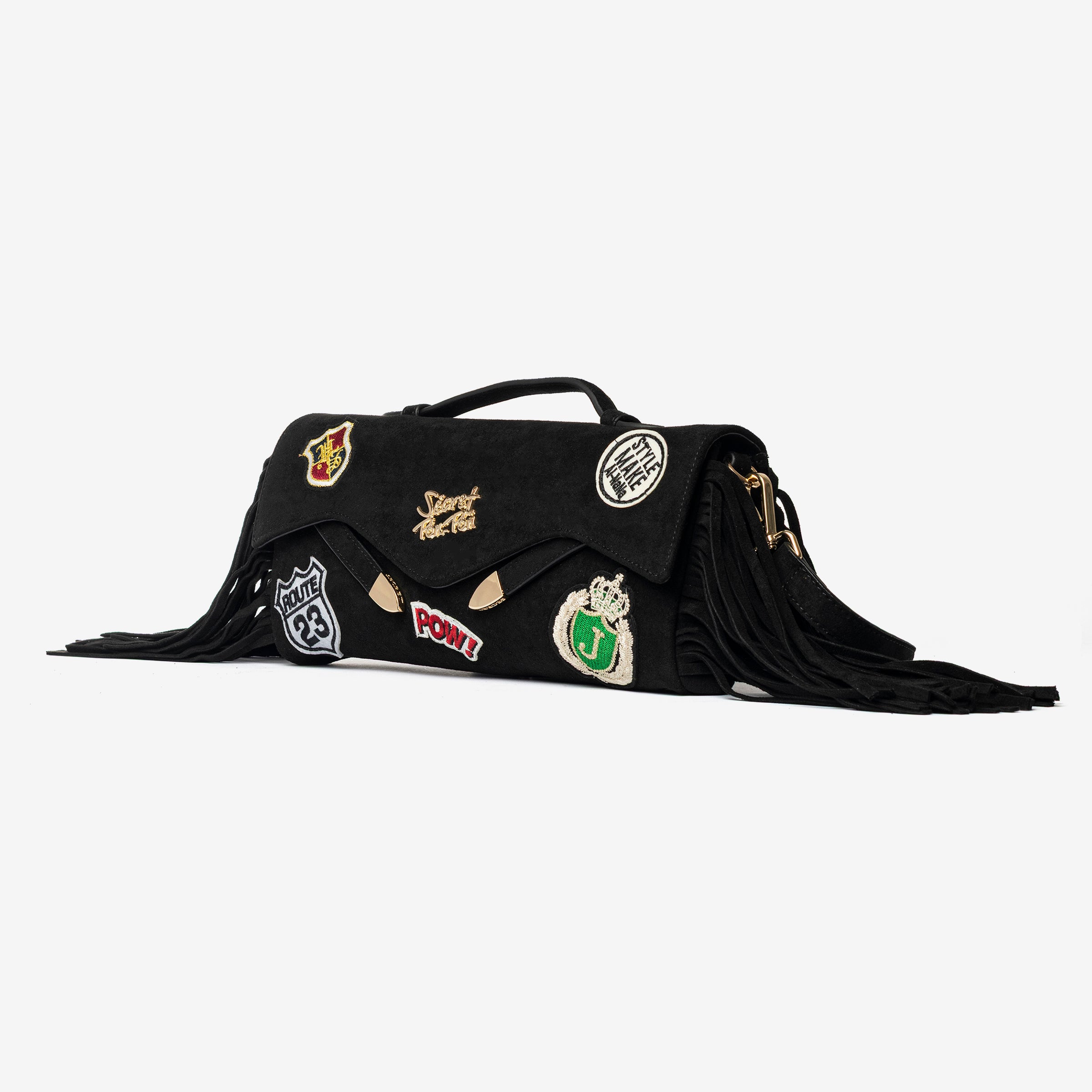 Luisita Clutch Fringe Suede Black